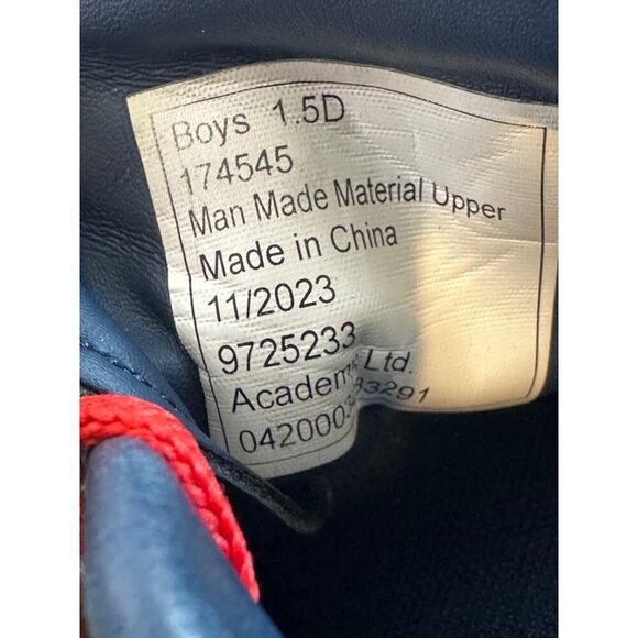 Brava Boys Size 1.5 Navy Blue Red Lace-Up Indoor Soccer Football Athletic Cleats - Picture 5 of 6